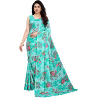 Satrani Womens Polyester Saree (2041ST576_Aqua Blue)