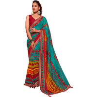 SIRIL Womens Chiffon Geometric Printed Saree With Unstitched Blouse Piece (3628S2528_Light Blue)