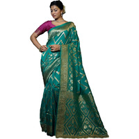 Vardha Womens Banarasi Raw Silk Saree With Blouse Piece (Kashika Silk_445_Teal Blue)