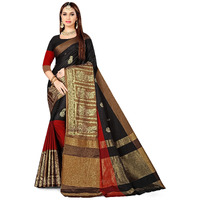 GRECIILOOKS Womens Cotton Blend Half & Half Women Saree For Women (BLACK)