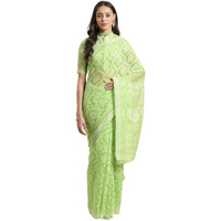 AKHILAM Womens Brasso Floral Printed Saree with Unstitched Blouse Piece(Green_MSKR01E)