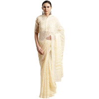 AKHILAM Womens Brasso Saree with Blouse Piece (Fashion_MSKR01F_Ivory, Cream)