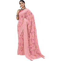 Amazon Brand - Anarva Womens Geometric Printed Light Weight Georgette Saree With Woven Design & Border With Unstitched Blouse Piece (prada-abstract-pink)