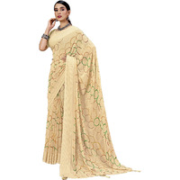 Amazon Brand - Anarva Womens Geometric Printed Light Weight Georgette Saree With Woven Design & Border With Unstitched Blouse Piece (prada-circle-yellow)