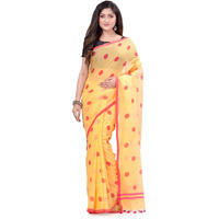 Db Desh Bidesh Womens Woven Cotton Saree Without Blouse Piece (Dbmalmal220622Cfd_Yellow)