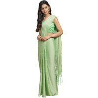 AKHILAM Womens Chanderi Pure Georgette Saree with Blouse Piece (Poly Georgette Saree For Women ARTA4218_Light Green)