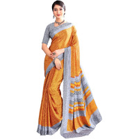 Jaanvi fashion Womens Ethnic Printed Crepe Silk Saree with Blouse Piece