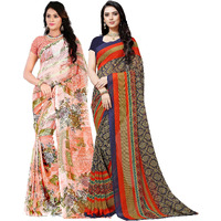 Anand Sarees Womens Bhagalpuri Georgette Saree with Blouse Piece (COMBO_1287_1499_Multicolour)