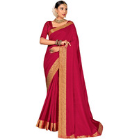 AKHILAM Womens Vichitra Silk Embellished Solid Saree With Unstitched Blouse Piece (Pink_SHRINGR11002_5D)