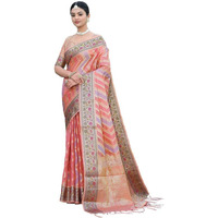 Satrani Womens Organza Banarasi Jacquard Saree with Unstitched Blouse Piece (3086S144N_Pink)