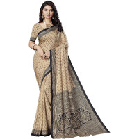 Miraan Womens Art Silk Printed Saree With Blouse Piece (VI2433; Beige)