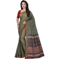 RANI SAAHIBA Womens Pure Cotton Printed Saree Without Blouse Piece (SKR5285_Green-Rust)