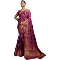 Vardha Womens Art Silk Saree with Unstitched Blouse Piece - Zari Woven Work Sarees for Wedding (Ekaja Silk, 452, Purple)