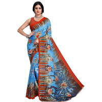 Bee M Pee Designer Printed saree for Women Collection 2022 Pure Georgette (Latest Fancy Party Stylish Blue)