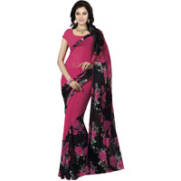 Ishin Womens Poly Georgette Printed Saree With Blouse Piece