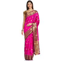 MSRETAIL Womens Self Design Kanjivaram Poly Silk Saree with Blouse Piece (HM-WAVES-4065_Pink, Magenta_Free)