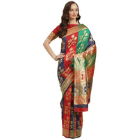 AKHILAM Womens Solid Silk Blend Saree With Unstitched Blouse Piece(Multi_HSA27003)