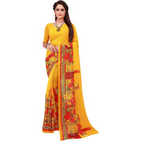 Florence Womens Polyester Printed Georgette Saree (FL-Georgette14_Yellow)