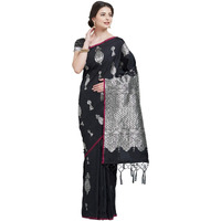 AKHILAM Womens Kanjivaram Banarasi Silk Saree with Unstitched Blouse Piece(Black_KNTKLS60005_R)