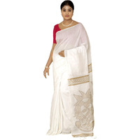 Chhanda Handloom Dhakai Jamdani Saree for WomenPure Cotton Silk Sarees with Blouse Piece for All Festivals, Occasions, Modern & Stylish Bengali Printed Saari, Pack of 1 (White)