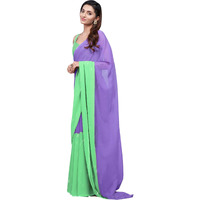 AKHILAM Womens Colorblocked Celebrity Pure Chiffon Rocky Aur Rani Ki Prem Kahani Alia Bhatt Saree with unstitched Blouse Piece