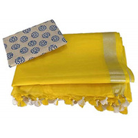 STB-SILK TEXTILES BHAGALPUR Womens Bhagalpuri Linne Viscose Saree With Blouse Piece (STB 0011_Yellow)