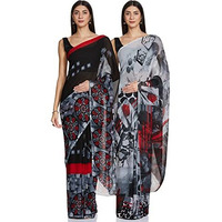 Anand Womens Combo of Georgette Sarees with Blouse Piece(PackSet of 2 sarees COMBO_AS_1370_1469)