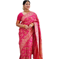 SGF11 Womens Kanjivaram Soft Silk Saree With Blouse Piece (Barbie Pink)