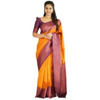 SGF11 Womens Kanjivaram Soft Lichi Silk Saree With Blouse Piece (Yellow)