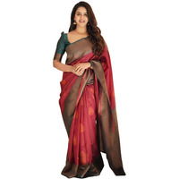 SGF11 Womens Kanjivaram Soft Lichi Silk Saree With Blouse Piece (Maroon)