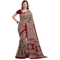 EthnicJunction Womens Silk Cotton Kalamkari Print Saree With Blouse Piece (EJ1201-Chitra-Maroon_Maroon)