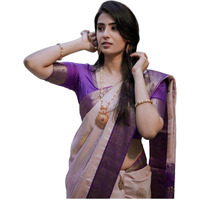 SGF11 Womens Kanjivaram Soft Lichi Silk Saree With Blouse Piece (Light Lavender)