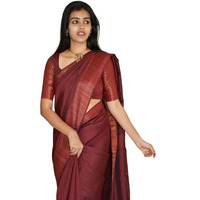 Flosive Womens Kanjivaram Silk Saree With Handloom Weaving Work With Blouse (MAROON M)