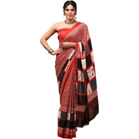 Crafts Moda Women Pure Cotton Multicolor Saree With Blouse