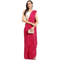 RANI SAAHIBA Polyester WomenS Chiffon Bandhani Printed Saree Without Blouse (Sskr1960_Pink)