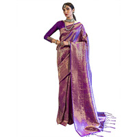 AKHILAM Womens Kanjivaram banarasi silk Woven Design Saree With Unstitched Blouse Piece (Wine_KNDIN145002_2)