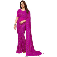 Satrani WomenS Georgette Foil Print Saree With Unstitched Blouse Piece(3066S2121N_Pink)