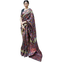 AKHILAM Womens Woven Silk Blend Saree With Blouse Piece (Silk Blend Saree KSHFA201002_Black)