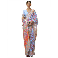 AKHILAM Womens Silk Blend Woven Design Celebrity Saree With Blouse Piece (Blue_KSHFA201001E)