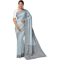 RATAN Pure Cotton Printed Mulmul Saree for Women without Blouse Piece (Grey)