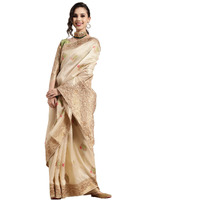 Akhilam Womens Banarasi Silk Saree With Blouse Piece (Banarasi Silk Saree Ff0Knlsa80008D_Off White)