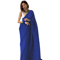 Satrani Womens Knit Pure Georgette Saree (2594S214N_Royal Blue)