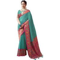 SIRIL Womens Art Silk Paithani Jacquard Saree With Unstitched Blouse Piece (3465S533A_Light Blue)