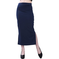 Selvia Womens Lycra Full Elastic Saree Shapewear Patticoat (180TKN112-M_Navy Blue)