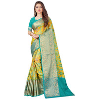 SWORNOF Womens Banarasi Silk Blend Saree with Blouse Piece (YELLOW)