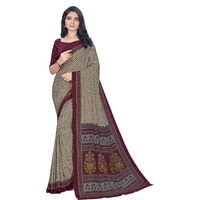 Vimla Womens Beige Crepe Silk Uniform Saree with Blouse (Beige_ 1306_AC)