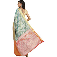 Enthone Womens Soft Brocade Floral Saree With Unstitched blouse Piece(Teal)