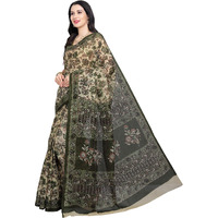 RANI SAAHIBA Womens Pure Cotton Printed Saree Without Blouse Piece (SKR6600_Beige-Green)