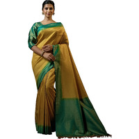 Vardha Womens Kanchipuram Art Silk Saree with Unstitched Blouse Piece - Zari Woven Work Sarees for Wedding (Anaya Silk, 411, Green)