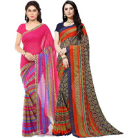 Anand Sarees Georgette Sarees with Blouse Piece(Set of 2)